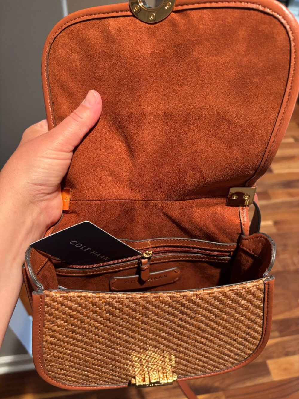 Cole Haan Celenea Saddle Bag, Natural Tan-Straw - Picture 4 of 8